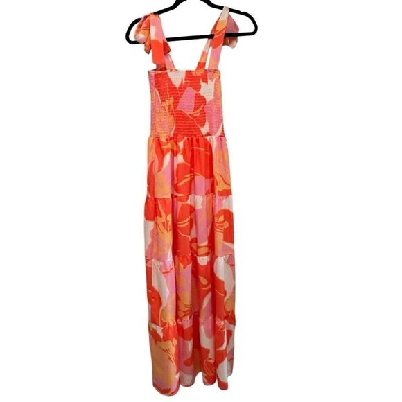 Sunday Dresses & Skirts - Sunday Up pink & orange pattern midi dress- size M